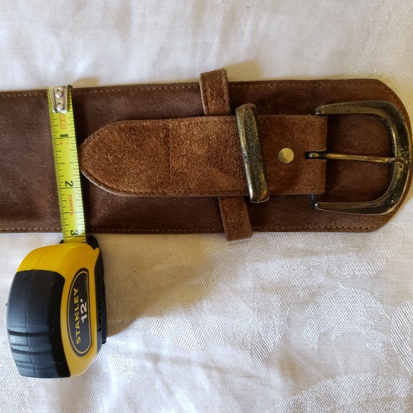 Vintage AXCESS Made in England Suede Leather Brass Belt main image 8